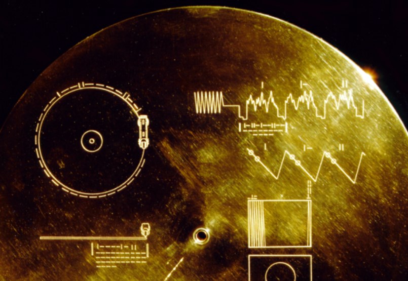 The best record of mankind, which does not include the Beatles: Voyager-1 was launched 43 years ago.