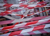 Acting Strikers: Wrap yourself in red and white ribbon and stand out the window